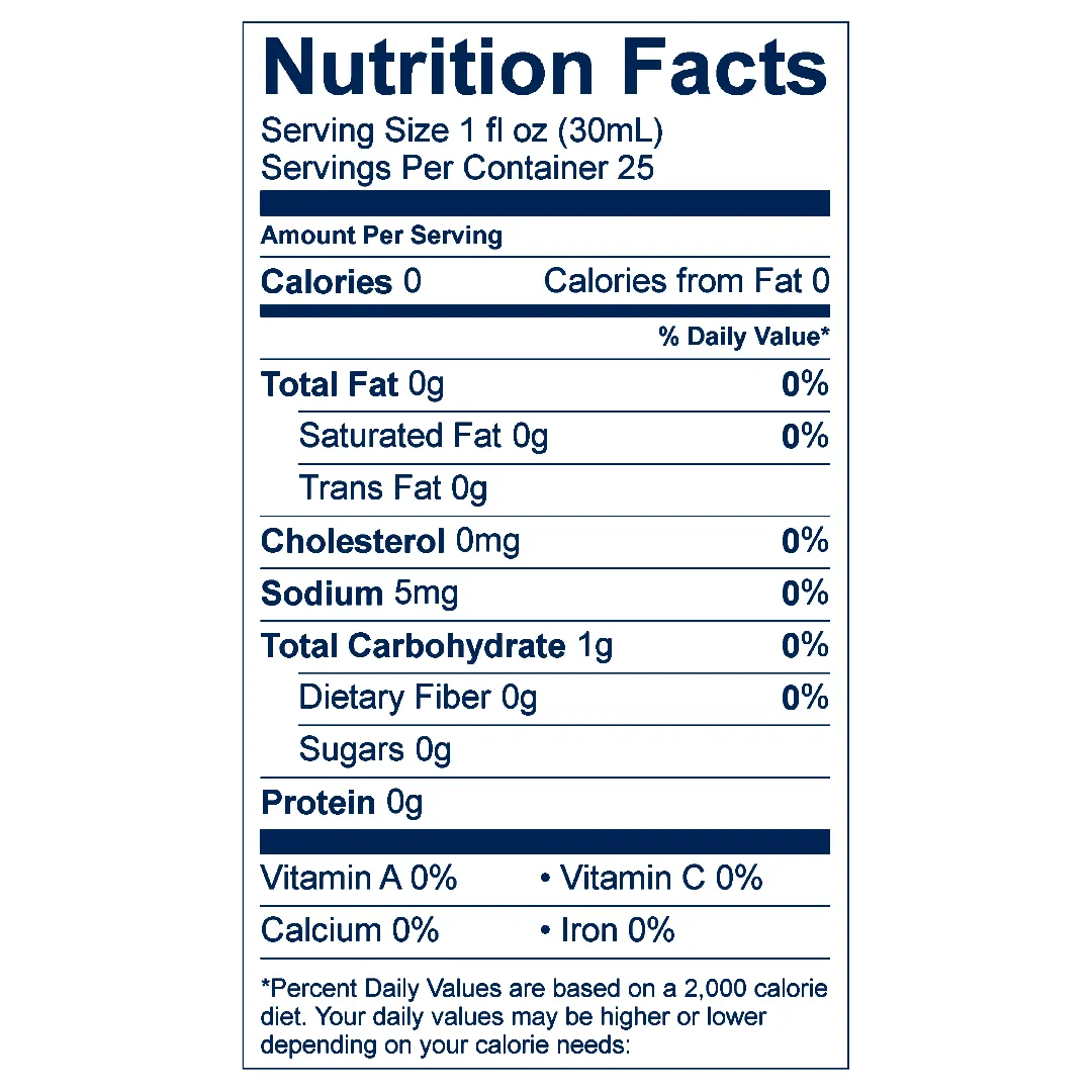 Nutrition Facts panel for Stirling Irish Cream