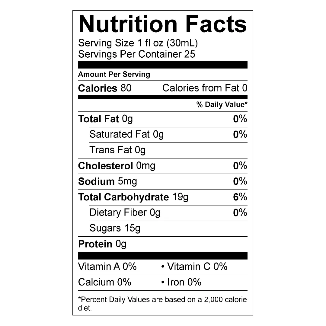 Nutrition Facts panel for Stirling Cherry Lime
