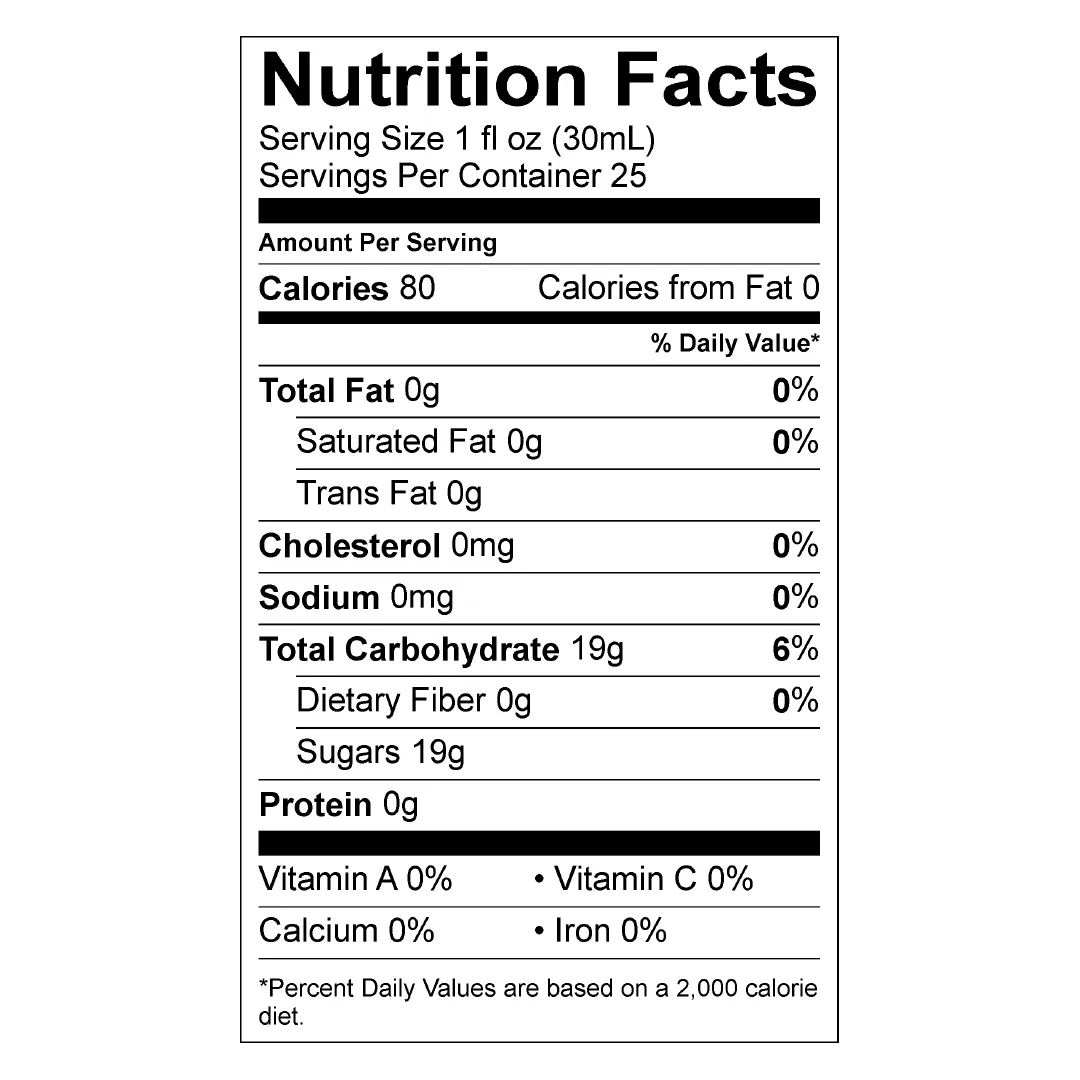 Nutrition Facts panel for Stirling Old Fashioned Sarsaparilla