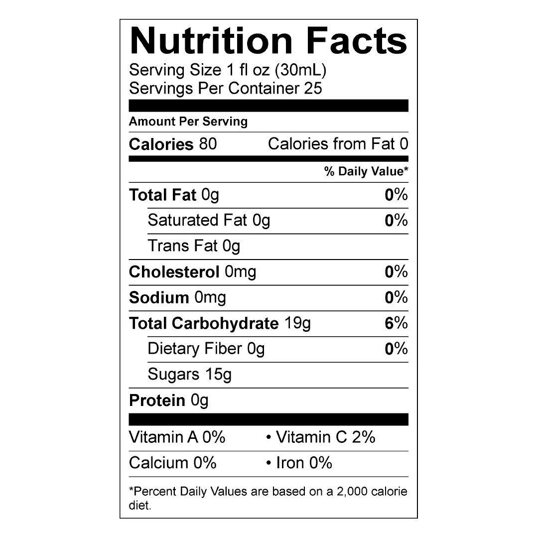 Nutrition Facts panel for Stirling Mojito Mojo