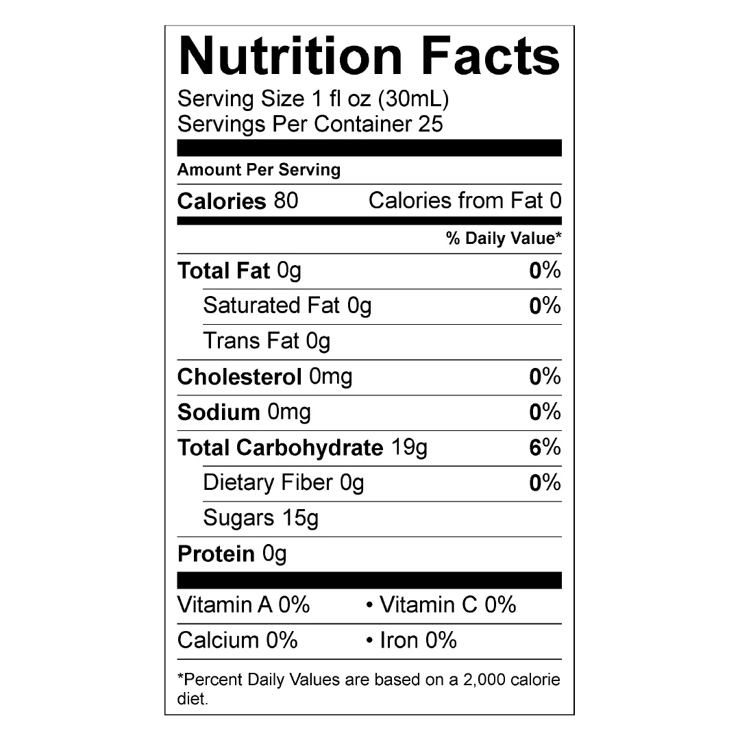Nutrition Facts panel for Stirling White Peach