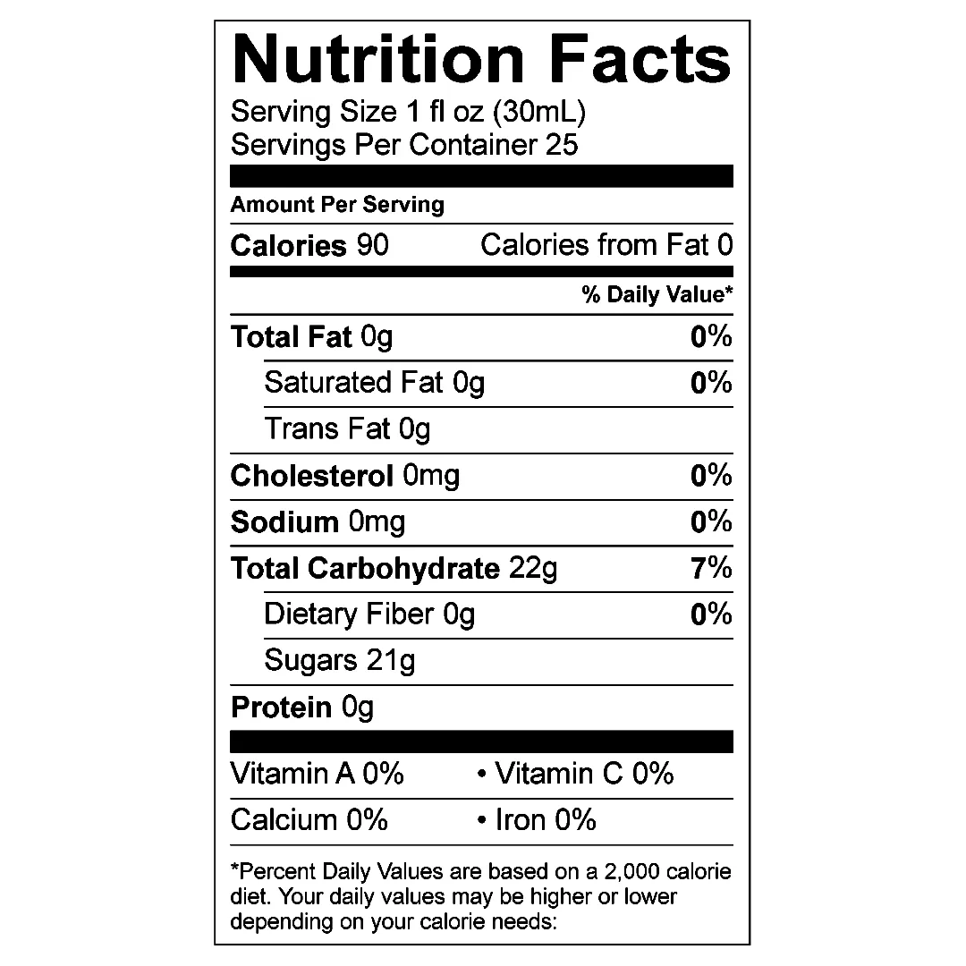 Nutrition Facts panel for Stirling Strawberry