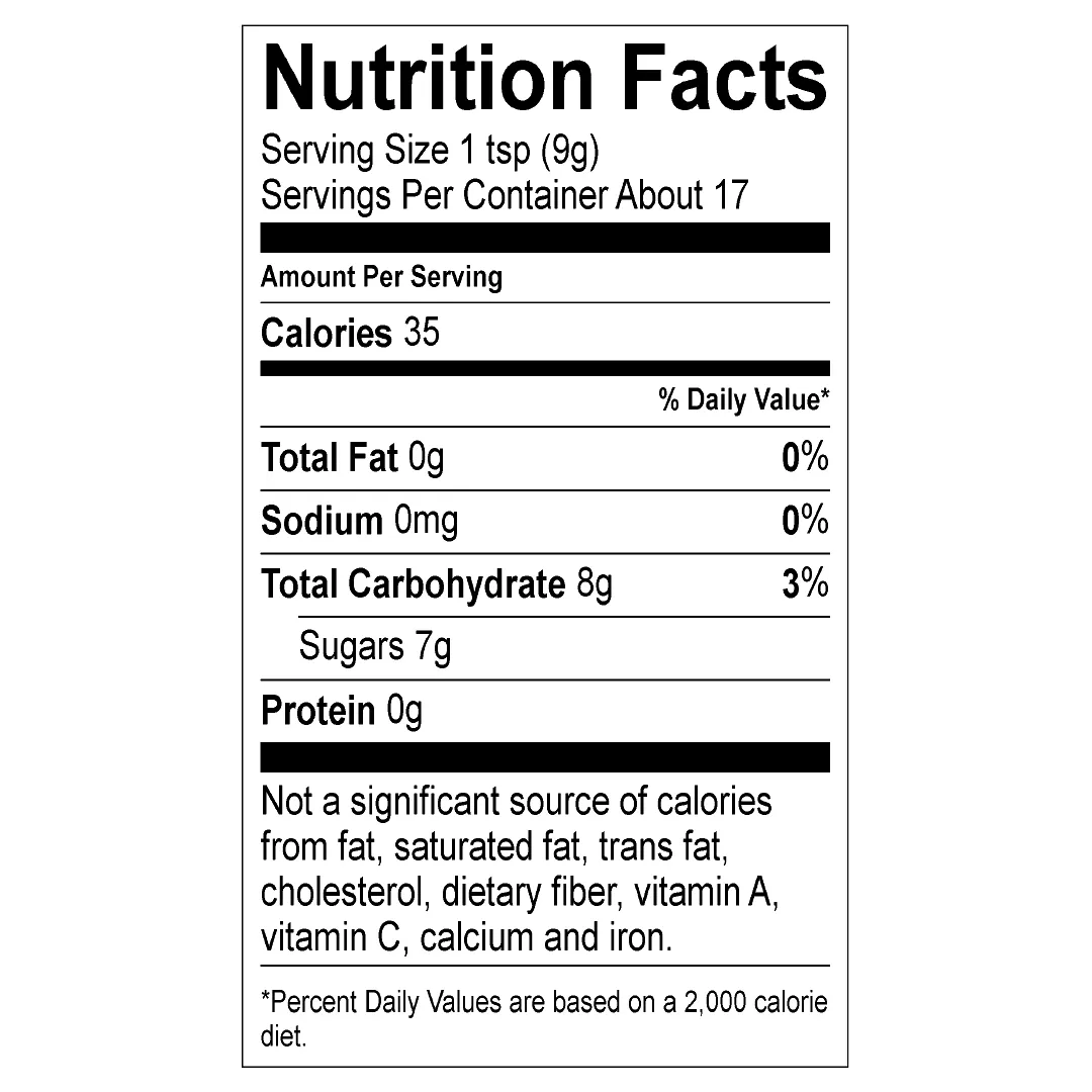 Nutrition Facts panel for Stirling Raspberry